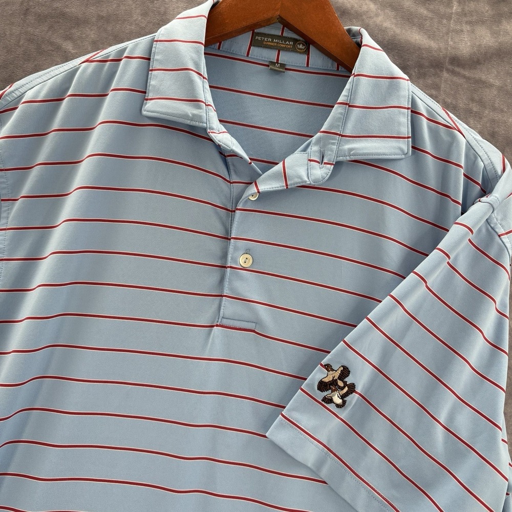 Peter Millar Summer Comfort Polo Mens M Blue Striped Golf Shirt